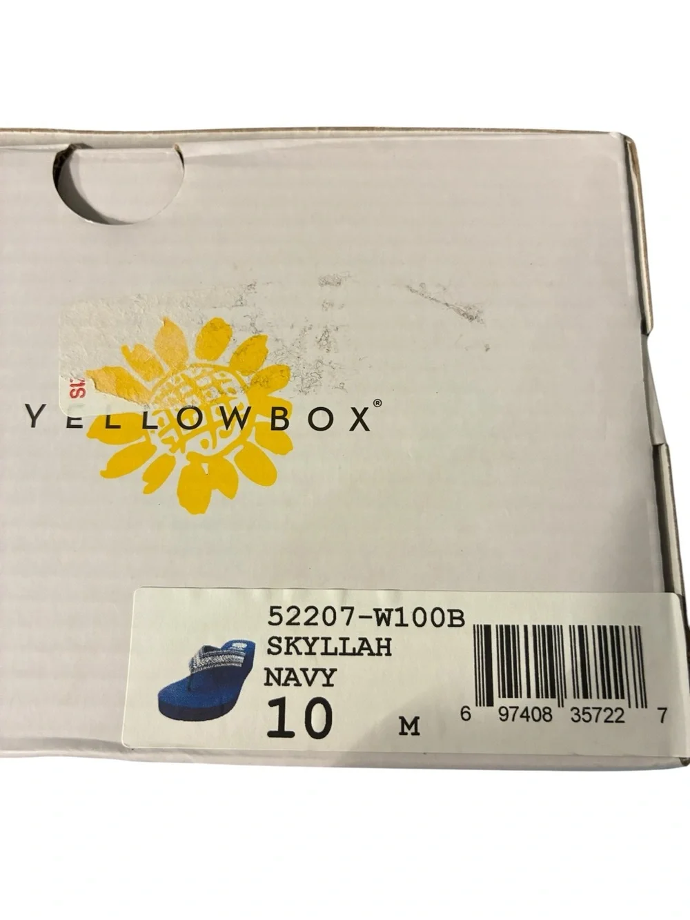 Yellow Box Skyllah Navy Blue Beaded Wedge Sandals Size 9 WORN ONCE - Picture 9 of 9